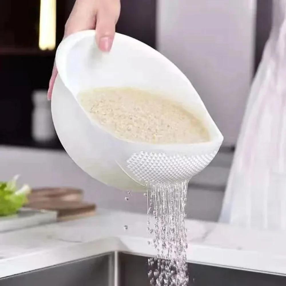 4pcs Kitchen Drain Basket Rice Sieve Plastic Colander Rice Bowl Fruit Vegetable Washing Strainer Basket Sink Drain Kitchen Tools