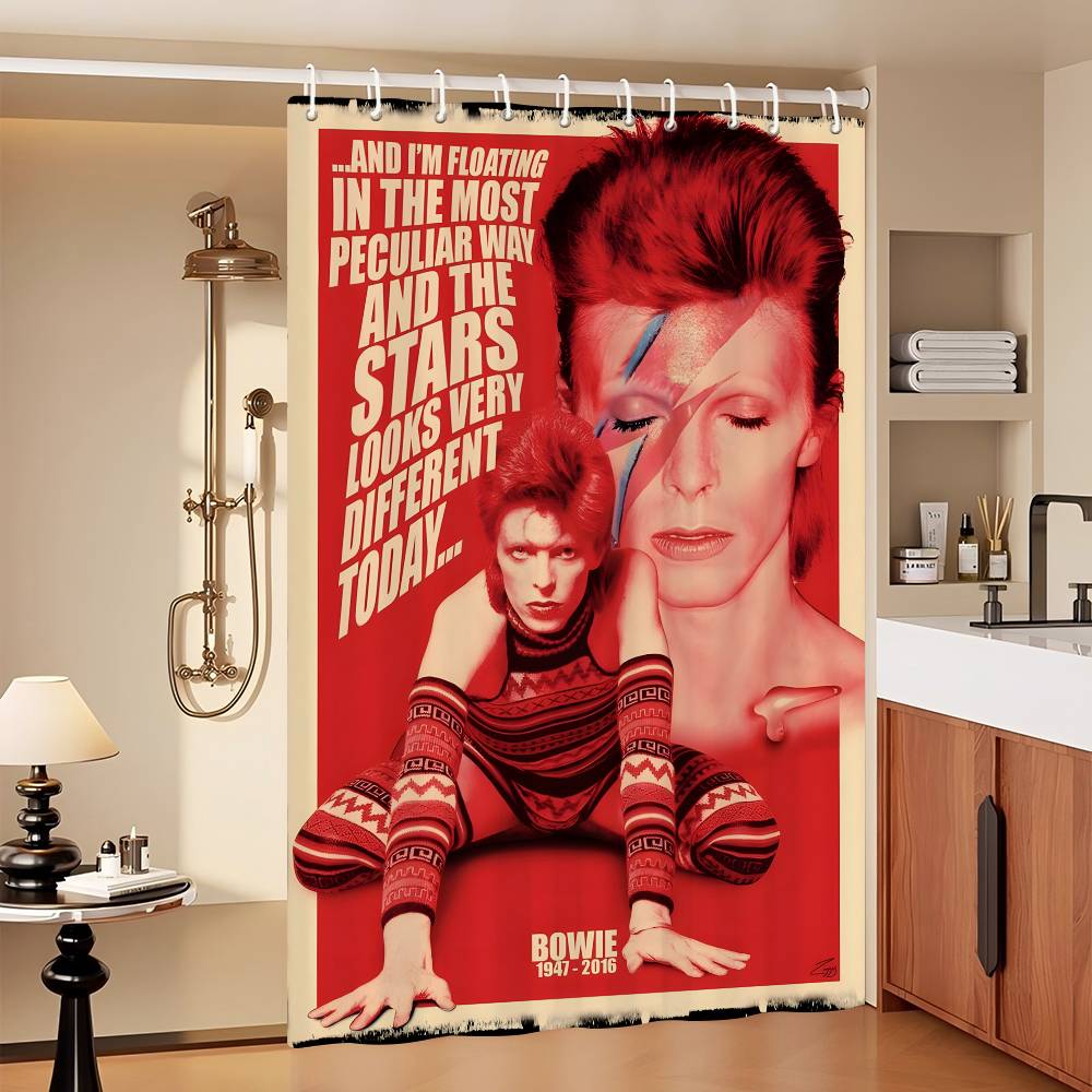 British Rock Singer D-David_B-Bowie Funny And Creative Beach Shower Curtain Waterproof Polyester Bath Curtains For Bathroom