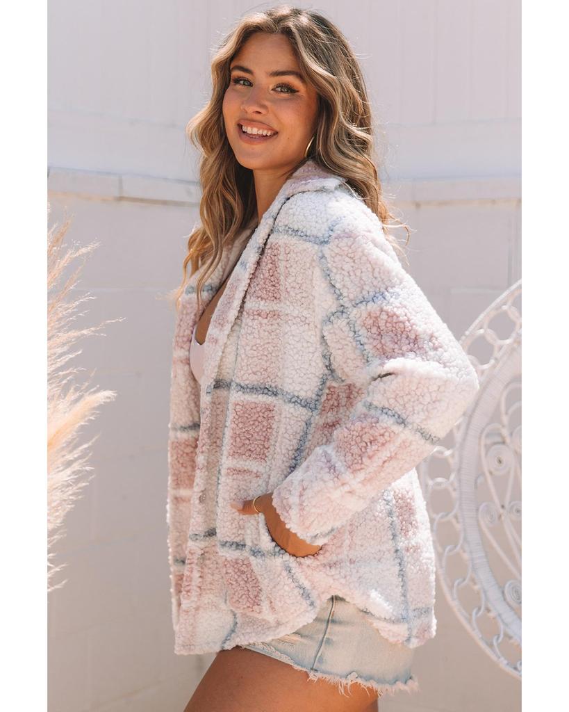 Azura Exchange Уютная шуба из шерпы с клетчатым принтом