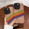 Fashion Rainbow Lines Silicone Leather Case For iPhone 14 15 16 Pro Max Plus 11 12 13 Mini X XS XR 7 8 SE Matte Shockproof Cover