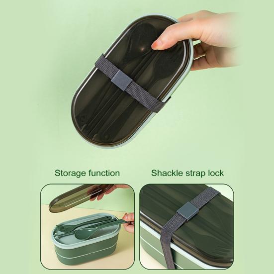 Double-layer Lunch Box with Tableware Leak-proof Bento Box 800ml Lightweight Heat-resistant Food Meal Prep Container for School Work Picnics