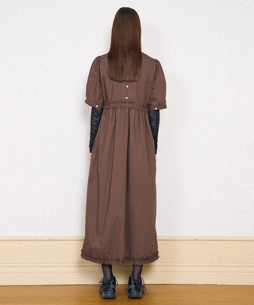 Partimento Woman Puff Sleeve Maxi Dress_Brown