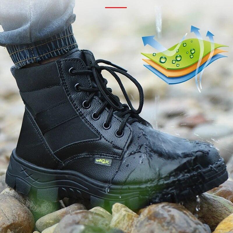 Мужская рабочая защитная обувь, кожаные ботинки, плюшевые теплые зимние ботинки, защитная обувь, устойчивые к проколам рабочие ботинки, водонепроницаемая обувь со стальным носком