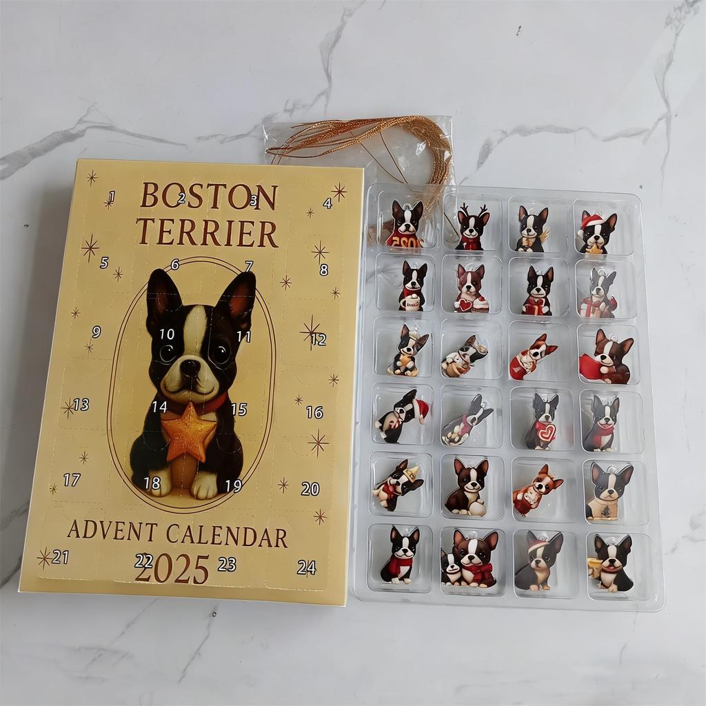 1 PC 2D Terrier Advent Calendar Christmas Decoration Acrylic Pendant