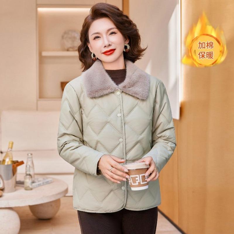 Куртка с лацканами на подкладке, осенне-зимняя короткая куртка, женская зимняя куртка средней длины для пожилых женщин