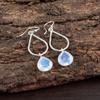 Natural Milky Opal Gemstone 925 Sterling Silver Jewelry Handmade Earrings 1.90" EE-19-15