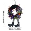 Halloween Black Wreath with Hat Witches Legs Pumpkin Long Legged Wicked Witch Wreath Front Door Garlands for Party Decor