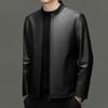 Yiliteng Men's Stand Collar Genuine Leather Jacket