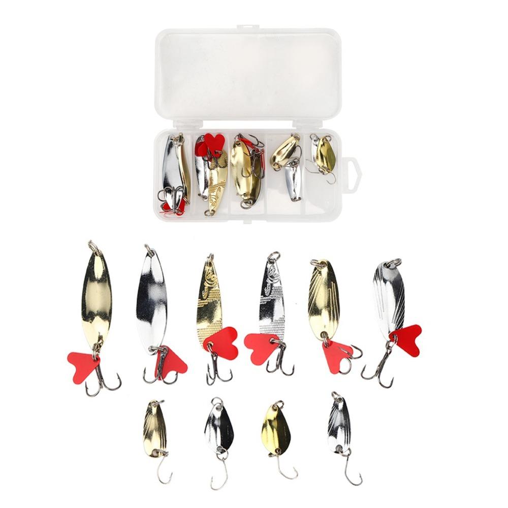 Hard Spinner Fishing Lures Set Bright Colors Fishing Lure Kit Durable Spoon Lures Kit  For Trout