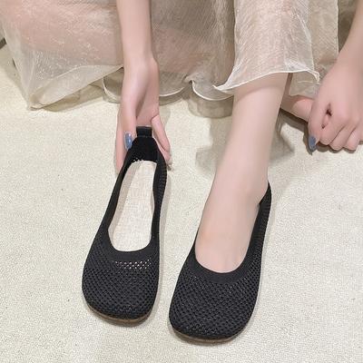 Новые одинарные туфли из летучего трикотажа, женские резиновые туфли Doudou на мягкой подошве, весенне-летние одинарные туфли на один шаг