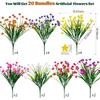 Lnoicy 20 шт. Искусственные цветы для улицы, Пластиковые цветы для украшения, Устойчивые к УФ-лучам Искусственные цветы Кустарники, Искусственные растения для помещений и улицы, сада