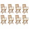 VidaXL Set of 8 Outdoor Folding Chairs with Cushions, Patio Seats, Dining Chairs, Patio Furniture 3075087