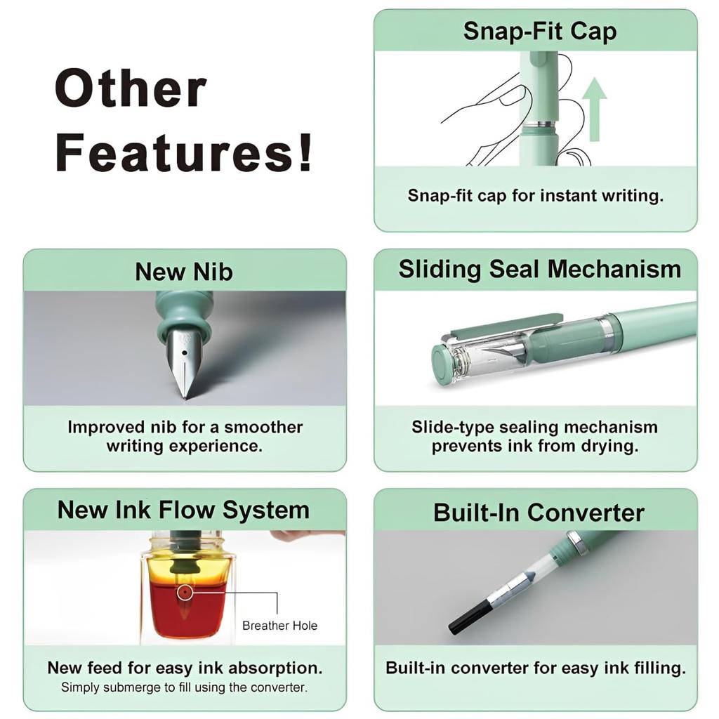 Sailor TUZU Регулируемая перьевая ручка среднего размера с вращающимся пером, естественная посадка, в комплект входят 2 картриджа с чернилами, идеально подходит для начинающих и опытных пользователей. Серая ручка,