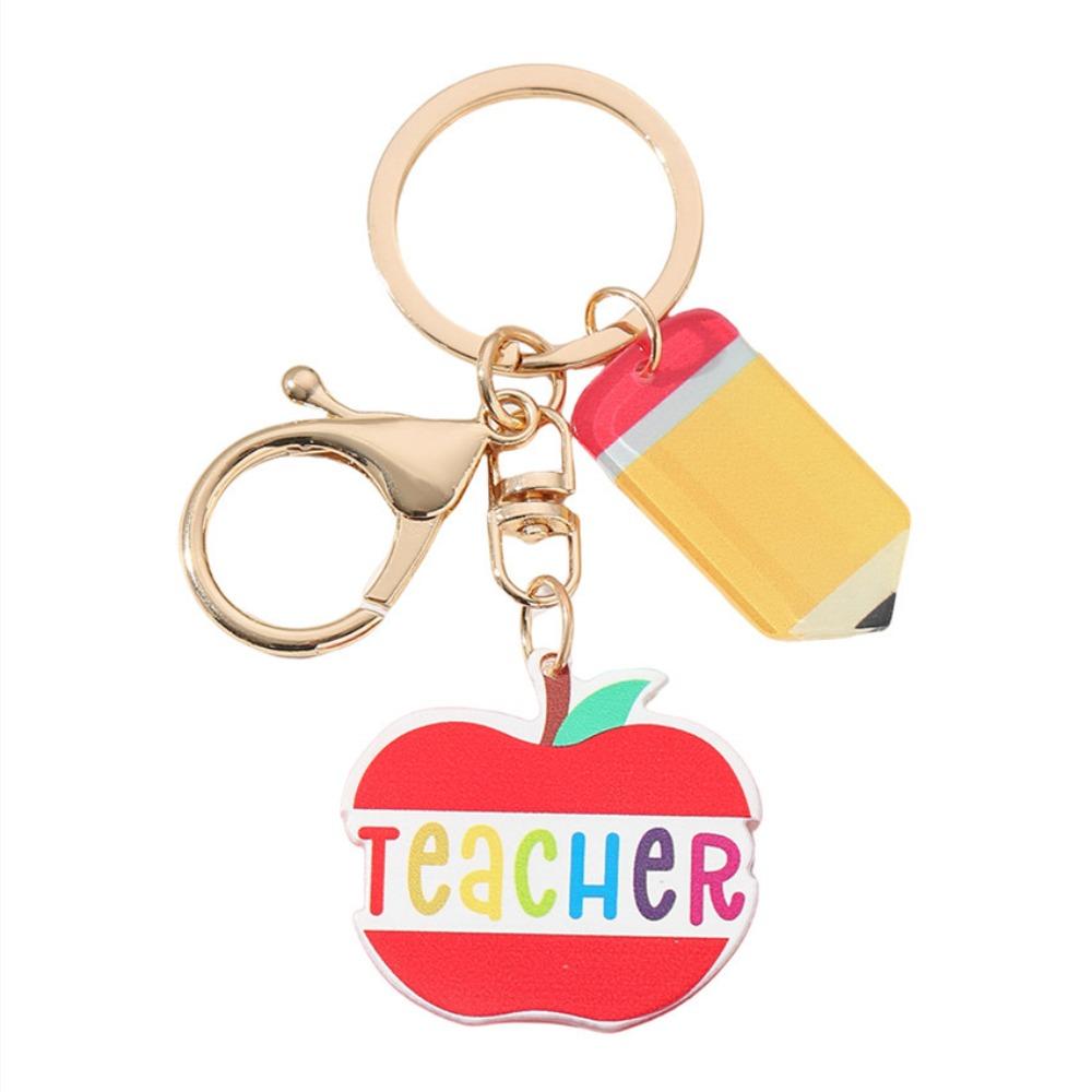 English Letter Pencil Keychain Geometric Shape Teacher Education Pendant  Graduation Ceremony