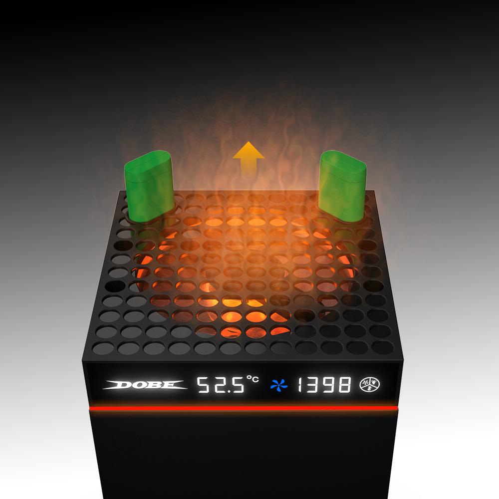 Охлаждающий вентилятор для Xbox Series X/S, зарядная станция с 2 аккумуляторными батареями емкостью 2640 мАч, 3 скорости вращения вентилятора, дисплей температуры, RGB-подсветка