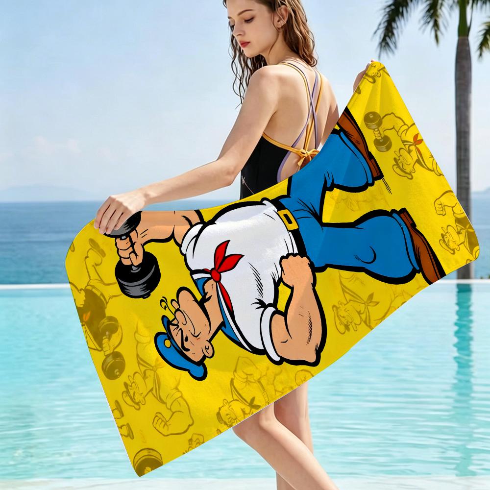 Classic P-Popeye The Sailors Towel Multi-purpose Quick Dry Towel Family Outdoor Pool Beach Travel Daily Bath Use