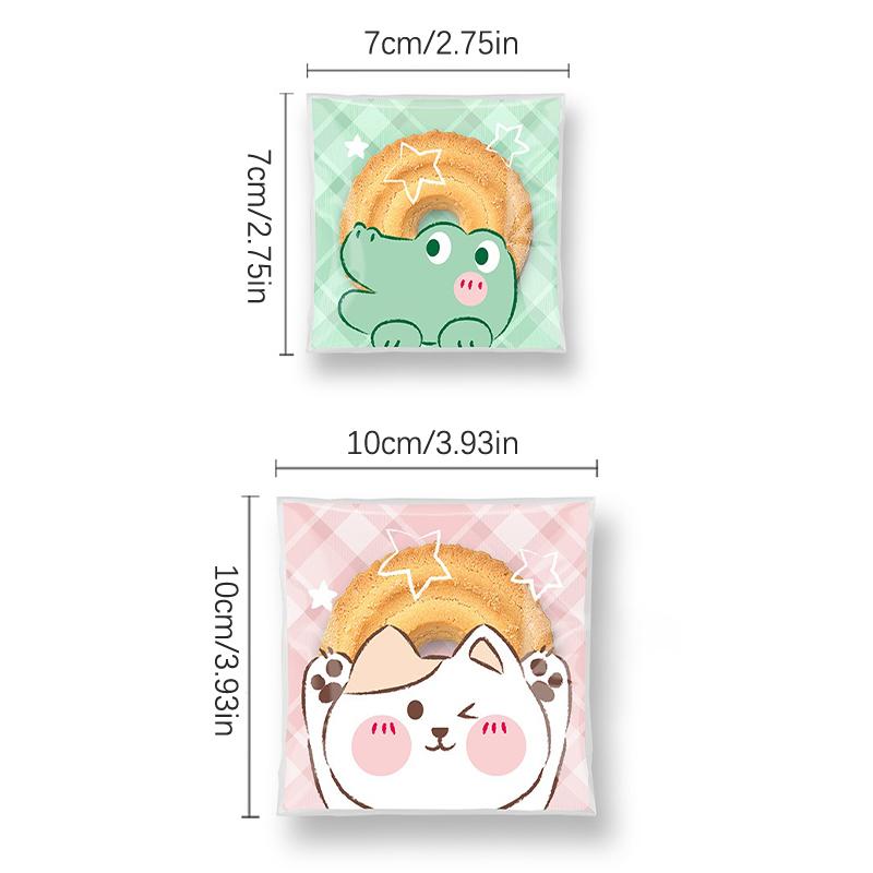 100Pcs Cute Bear Cartoon Self-Adhesive Bags For Snacks, Cookies & Cranberry Treats - Perfect For Parties & Gifts