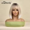 Синтетический парик Боб Белый Блондинка Парик Натуральные парики для женщин Ежедневная вечеринка Хэллоуин Волосы Термостойкое волокно