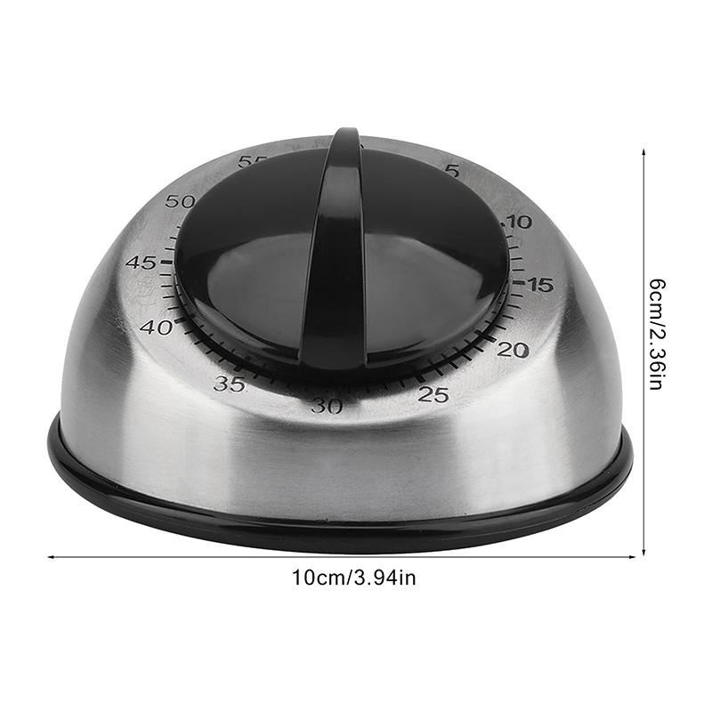 Stainless Steel 60 Minutes Mechanical Wind Up Time Reminder Countdown Timer Loud Ring Alarm Sound Analogue Clock Cooking