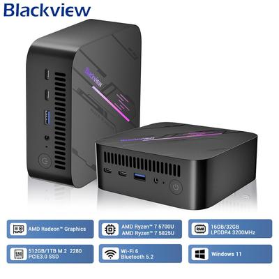Blackview Мини-ПК MP100 AMD R7 5700U 8-ядерный 16-поточный мини-ПК 16 ГБ/32 ГБ DDR4 512 ГБ/1 ТБ SSD мини-компьютер ПК