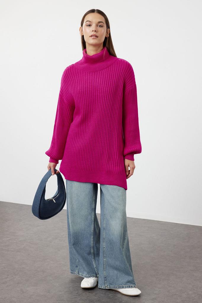 Женский модный стильный свитер в хиджабе, вязаный базовый трикотажный свитер в рубчик с камнем