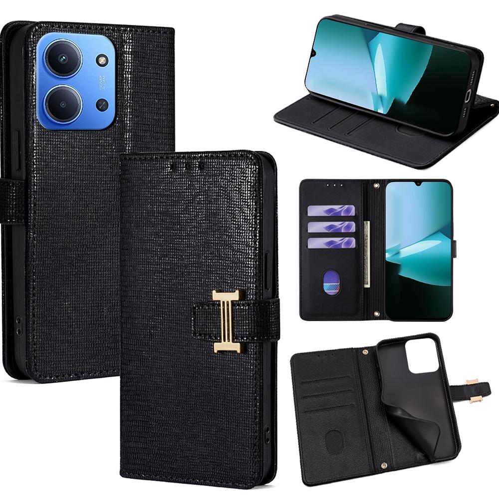 For Xiaomi Redmi 15C 4G (Global) (171mm)/Poco C85 4G (171mm) Case Metal I-Buckle PU Leather Wallet Phone Cover