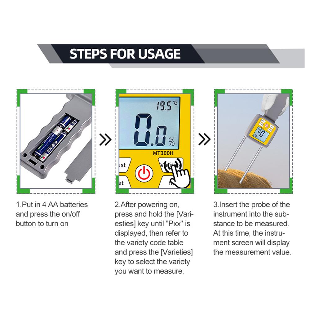 3-значный ЖК-дисплей Цифровой влагомер сена для соломы, пастбищ, пшеничных отрубей Цифровой анализатор влажности Тестер влажности Детектор