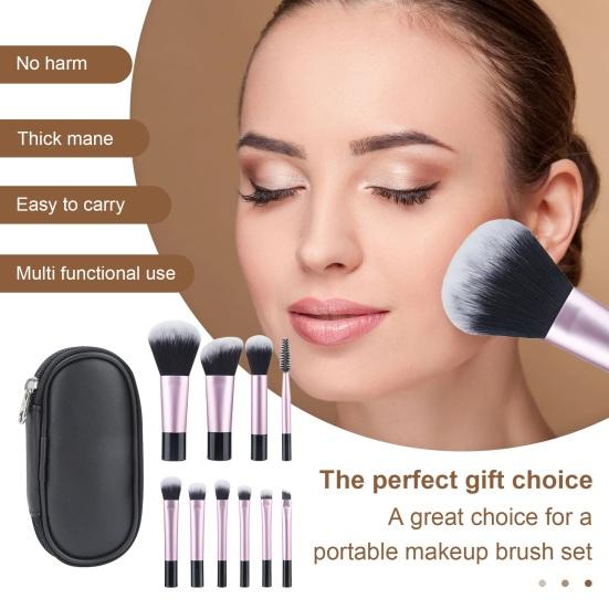 Yousheng 10 шт./компл. портативный набор кистей для макияжа с сумкой для хранения тональная основа рассыпчатая пудра тени для век румяна косметическая кисть для путешествий женские инструменты для макияжа