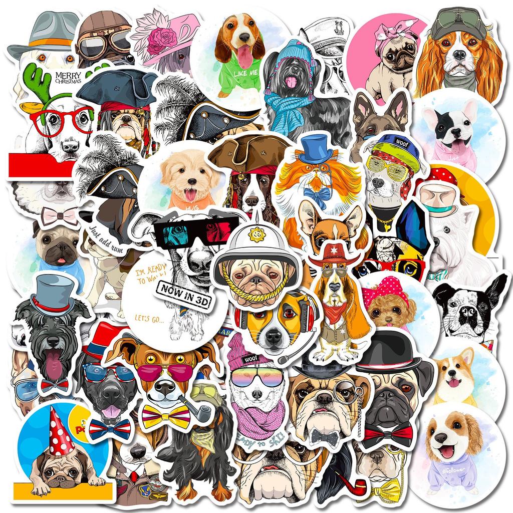 New 50 Pictures of Various Cute Puppies Mixed and Matched Graffiti Stickers Decorative Stickers