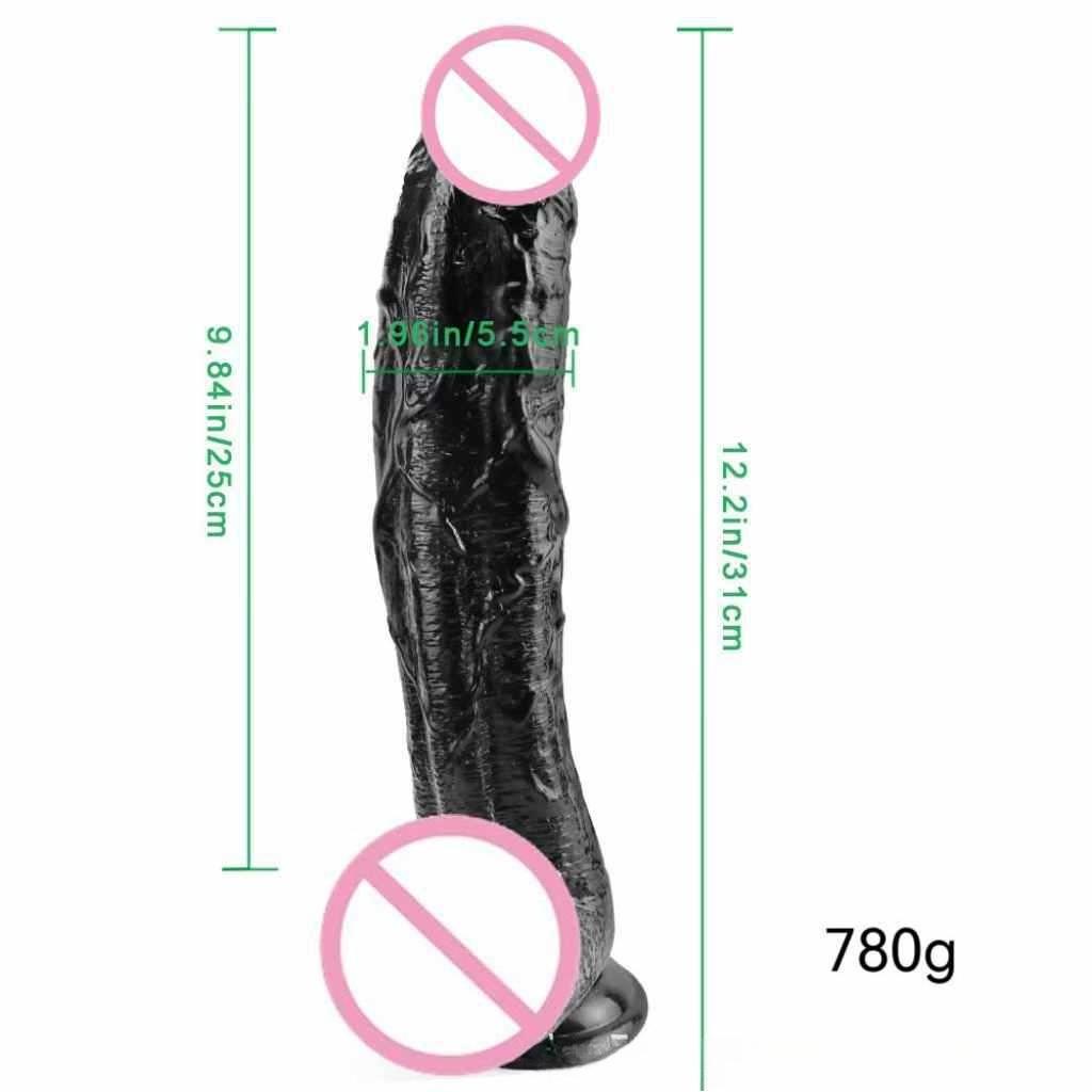 Black Oversized, Thick and Long Simulation Penis Fake Penis Large Penis Anal Plug Female Masturbator Adult Product