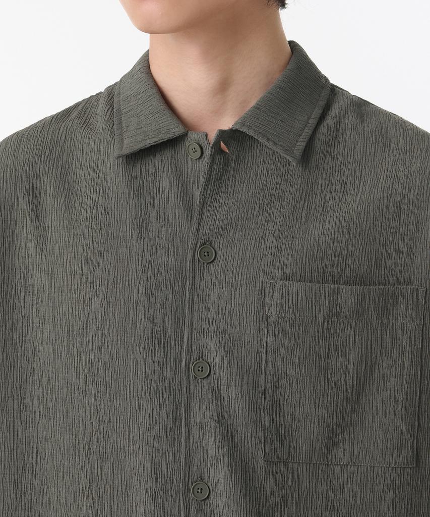 MUSINSA STANDARD Crinkle Relaxed Short Sleeve Shirt [Khaki Gray]