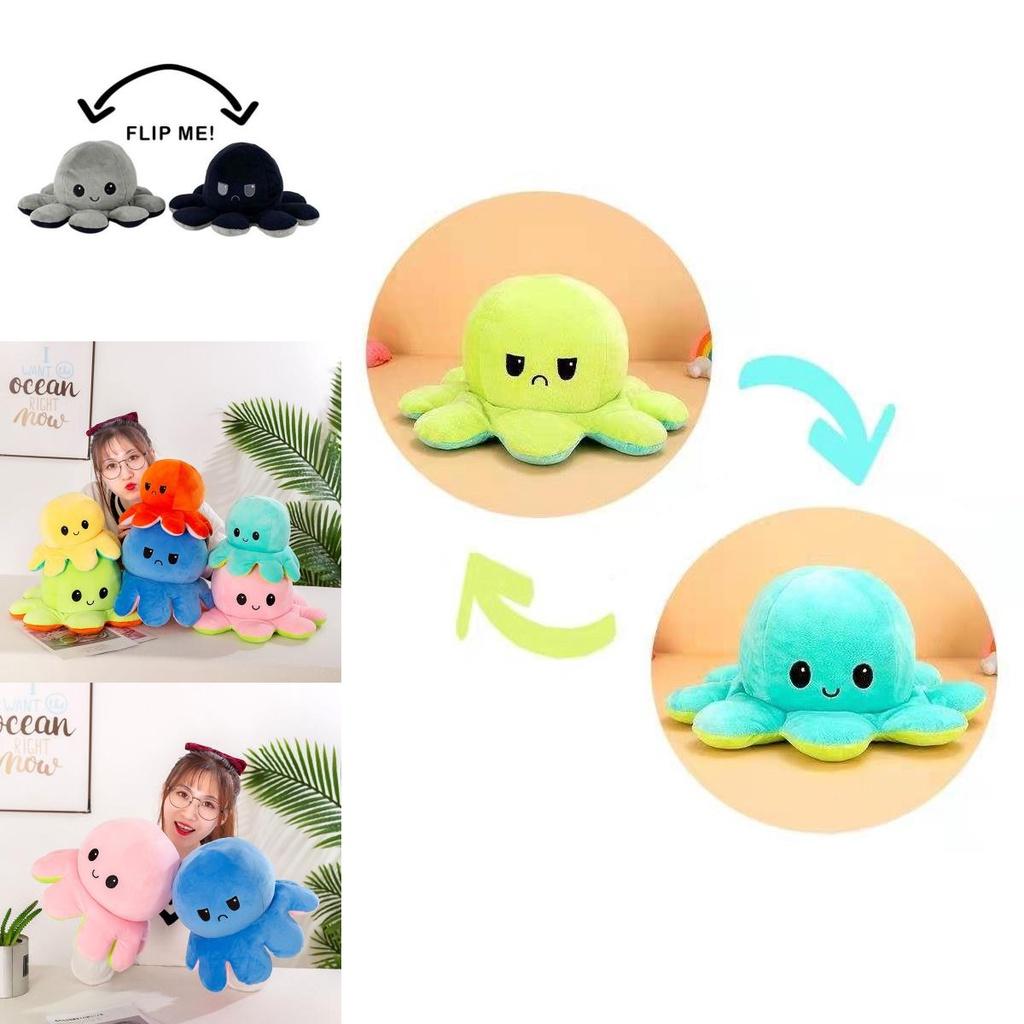 Soft And Cute Double-sided Flip Reversible Octopus Plush Toy Ideal For Gifting