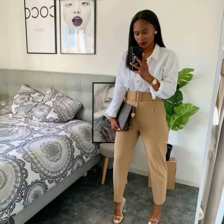 Европейские и американские женские повседневные брюки с высокой талией и эффектом похудения для весны/лета/осени.