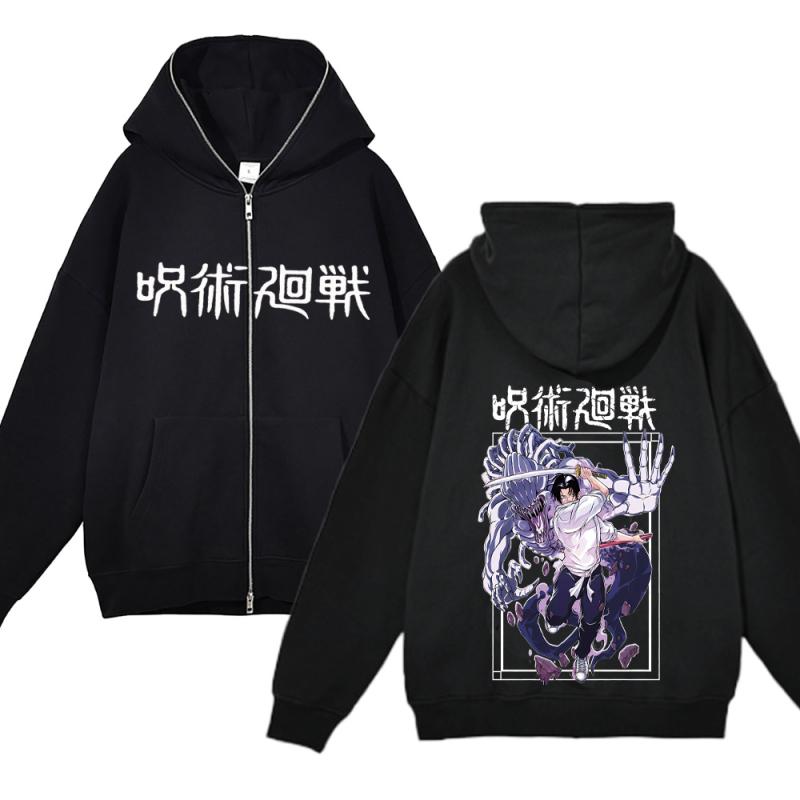 Anime Gojo Satoru Sweatshirts Jujutsu Kaisen Zipper Jackets Gojo Hoodies Thin Fleece Hoodie Zip Up Y2k Hoodies Anime Sweaters