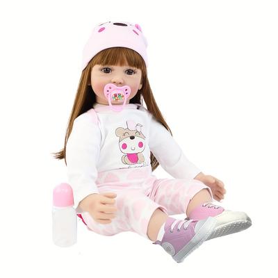 BZDOLL 60СМ 24 дюйма Кукла Реборн Малыш Мягкий Винил Прекрасная Принцесса Девочка Подарок на День Рождения Игрушка для Игры в Дом