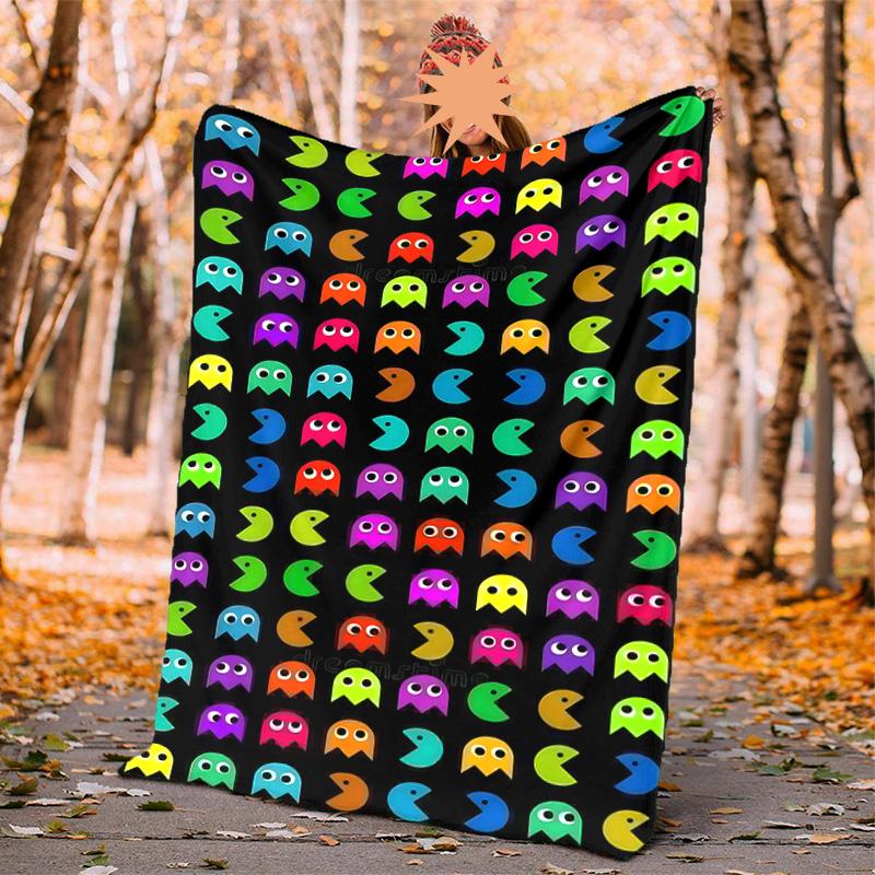 Pixel Game Flannel Blanket Soft Warm All-Season Throw, Design for Camping, Car Travel, Hiking Sofa, Bed, Office Perfect Gift for Parties