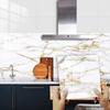10pcs Gold and White Marble Tile Sticker Kitchen Backsplash Oil-proof Bathroom Waterproof Wall Decals Peel  Stick Art Wallpaper