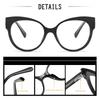 Trend Elegant Round Clear Lens Glasses, Black Frame with Arc Mirror Leg Spring Hinge, Anti-Fatigue Blue Light Blocking Eyewear