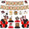 Pirate Theme Party Decoration Boy Birthday Flag Cake Card Balloon Set Customization
