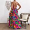 Европейское и американское платье макси без спины с радужным принтом тай-дай