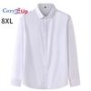 Уютные мужские классические рубашки с длинным рукавом, эластичные, без морщин, однотонные, деловые, повседневные, на пуговицах, рубашка большого размера