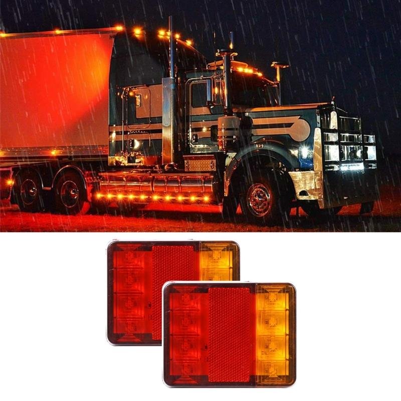 2 шт. светодиодный задний фонарь для прицепа 12 В 8 светодиодный янтарно-красный задний фонарь указатель поворота тормозной ход задний стоп-сигнал для грузовика кемпера RVs