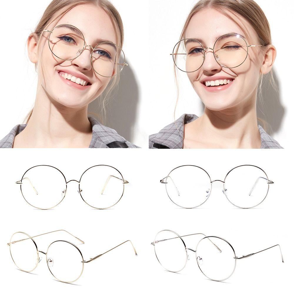 Fashion Round Glasses Women Men Metal Vintage Glasses Oversized Glasses Optical Eyeglass Frame Spectacles Eyeglasses