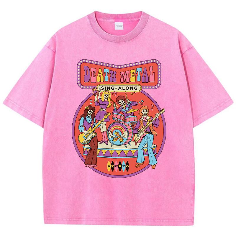 Футболки с принтом Death Metal для женщин, стираные, дышащие, летние, крутые, с коротким рукавом, мягкие, свободные, с принтом Distress, для женщин
