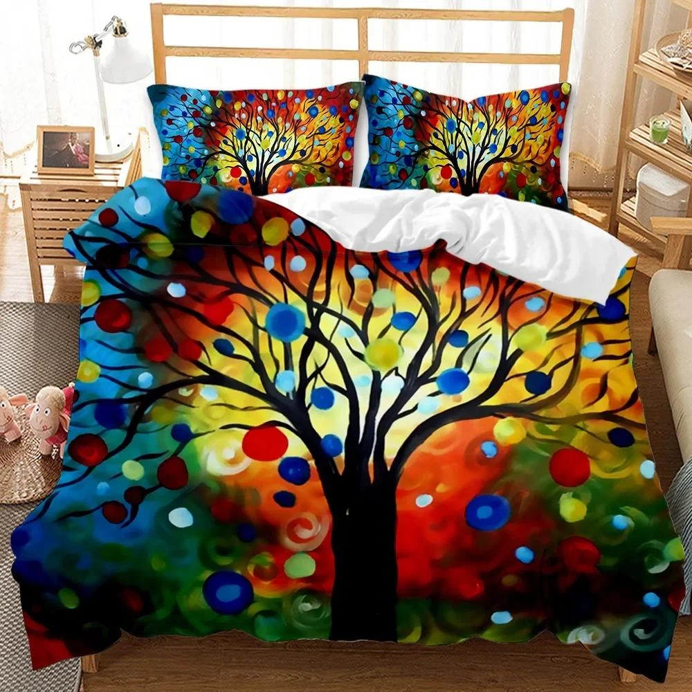 Пододеяльник из дерева Bohemian Forest Happiness Постельное белье из дерева Twin Double Queen King Size Полиэстеровый стеганый чехол