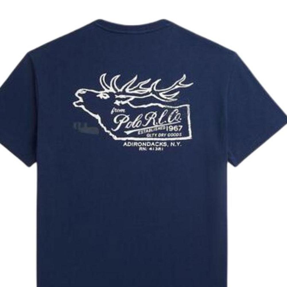 Polo Ralph Lauren Пуловер с круглым вырезом и вышивкой логотипа, прямого кроя, футболка с коротким рукавом, мужской топ, синий MNPOTSH1N822532410