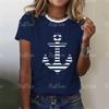 Women's T Shirt Ship Anchor Print Summer Casual Short Sleeve 3d T Shirts Streetwear O Neck Pullover Oversized Female Clothing