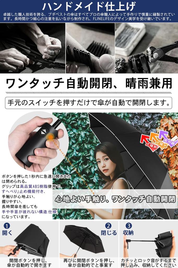 For Flinelife Folding Umbrella with Automatic Automatic Foldable for Men and Includes Super Absorbent Umbrella Cover [New 2024] Men's One-Touch
