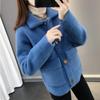 Fuzzy Cardigan Sweater for Women Imitation Mink Velvet Jacket Women Short Mohair Cardigan  Lapel Knitted Cardigan Sweaters with Pockets