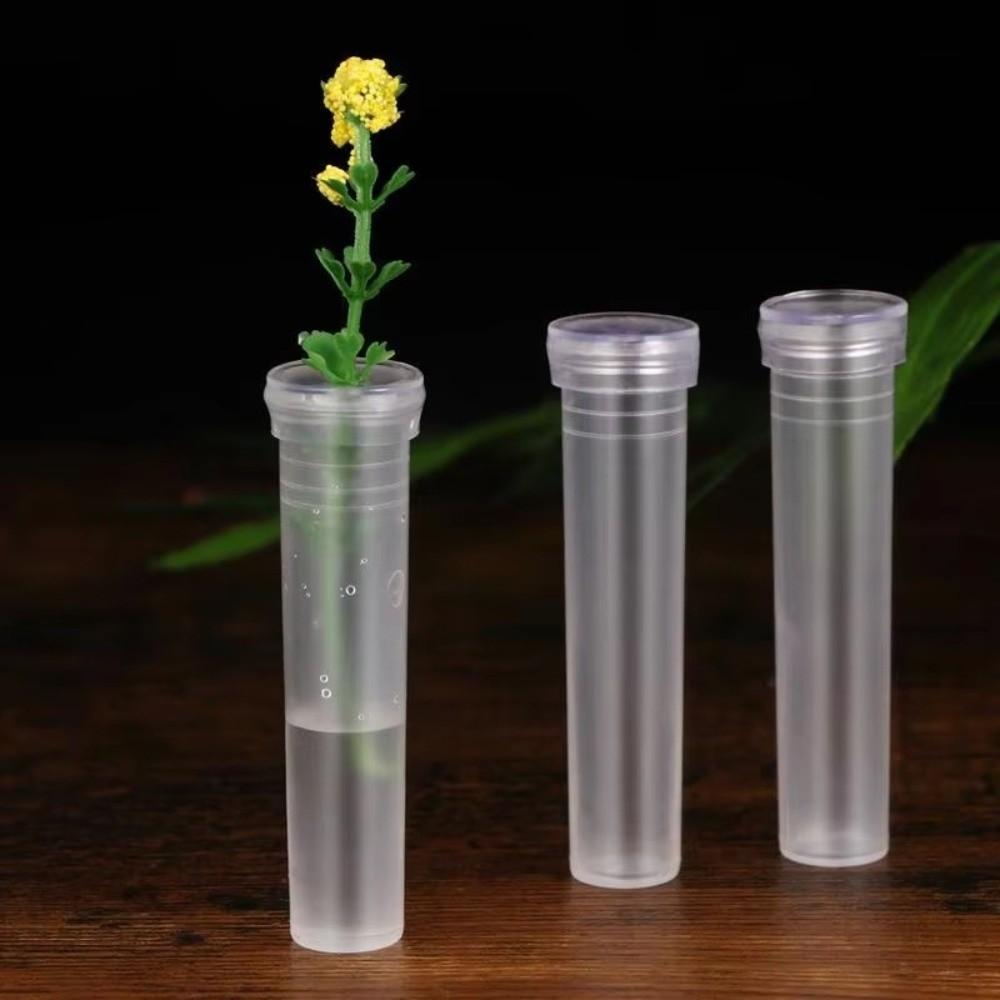 100Pcs Transparent Plastic Flower Preservation Pipe with Caps Nutritional Flower Tube Flowers Decor